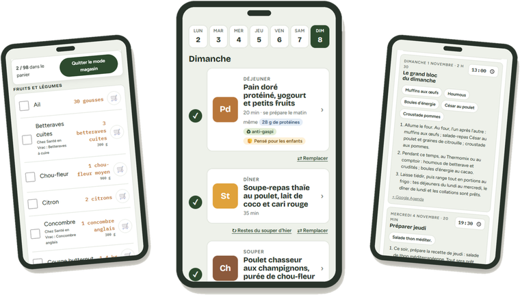 L'application Le bol de la semaine sur téléphone